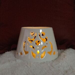 Home Interiors White Ceramic Candle Holder